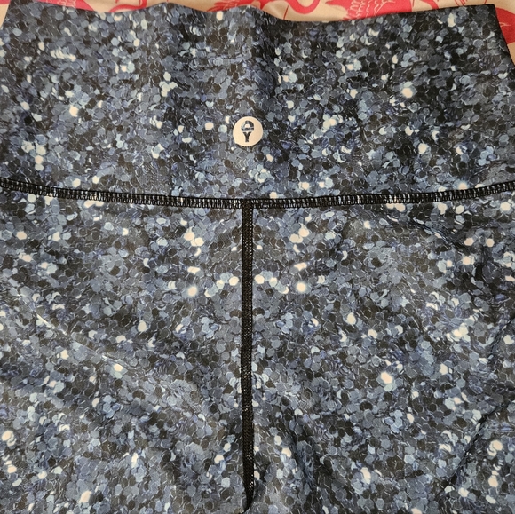 Yoga Democracy Blue Sequin Cropped Leggings - Picture 3 of 5